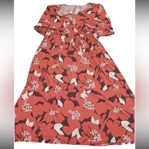 Lane Bryant Pink (salmon) and black floral midi dress 14/16